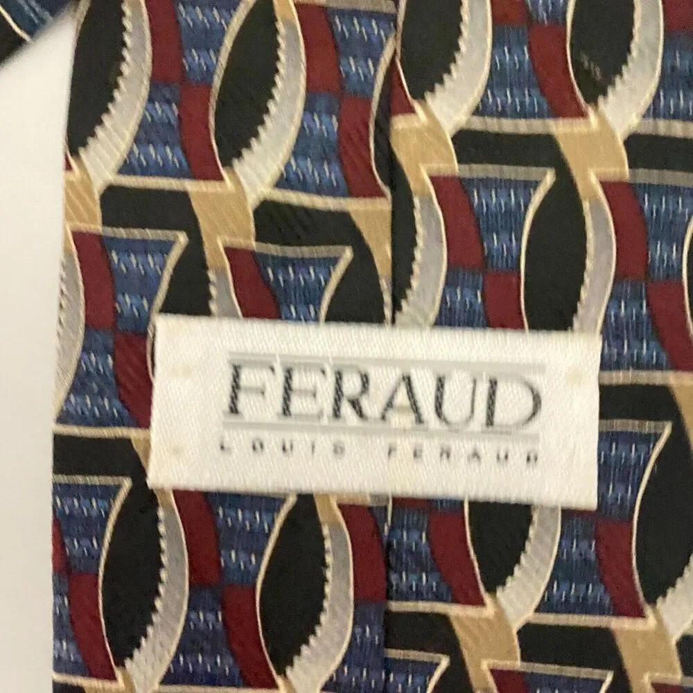 #5588 Feraud Louis Feraud Abstract Multicolored Men's Necktie, Tie 59X3.75